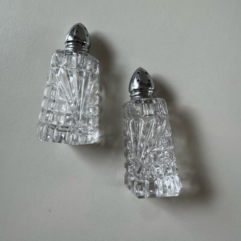 Vintage Art Deco Cur Glass Salt and Pepper Shakers